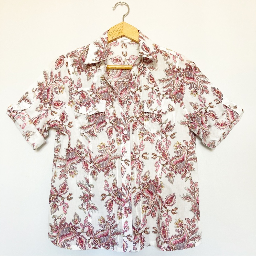 Eden & Olivia Floral Print Button Down Blouse